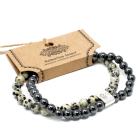 3x Magnetic Gemstone Bracelet - Dalmation Jasper