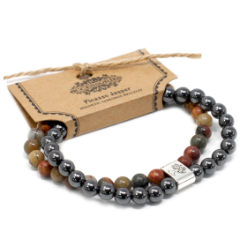 3x Magnetic Gemstone Bracelet - Picasso Jasper