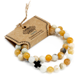 2x Set of 2 Gemstones Friendship Bracelets - Loyalty - Amazonite & Yellow Jasper