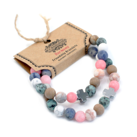 2x Set of 2 Gemstones Friendship Bracelets - Harmony - Rainbow Gemstones