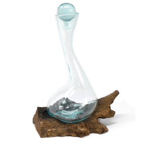 2x Molten Glass on Wood - Decorative Vase