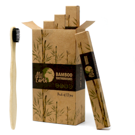 12x Bamboo Toothbrush - Charcoal Medium Soft