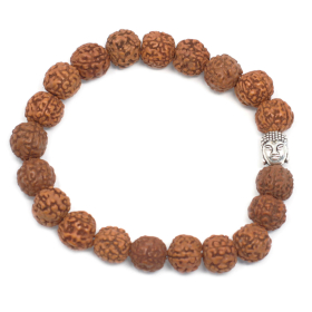 6x Rudraksha Buddah Bangle Mala - Brown