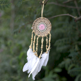 6x Pastel Pink Macramé Dream Catcher 9cm (asst colours)