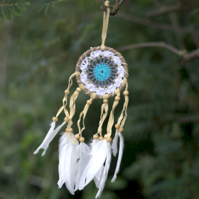 6x Pastel Blue Macramé Dream Catcher 9cm (asst colours)