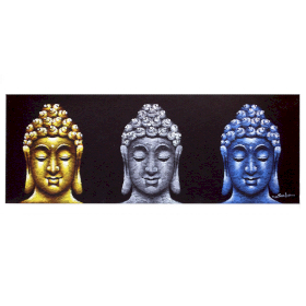 Buddha Painting - Three Heads Black