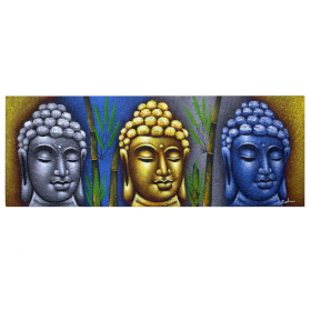 Buddha Painting - Three Heads With Bamboo