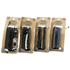 8x Mens Bracelet Sets - Black & Macho (asst)