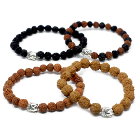 12x Assorted Rudraksha Buddah Bangles