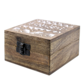 2x White Washed Wooden Box - 4x4 Slavic Design