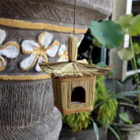 6x Small Square Seagrass Bird Box 18x13cm