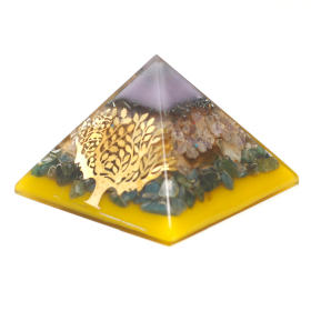 Lrg Organite Pyramid 70cm - Tree（gold base)