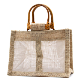 10x Pure Jute and Cotton Window Gift Bag  - Two Jars \'Natural\'