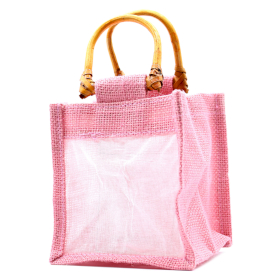10x Pure Jute and Cotton Window Gift Bag  - One Jar \'Rose\'