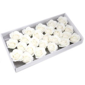 25x Craft Soap Flowers - Lrg Rose - White