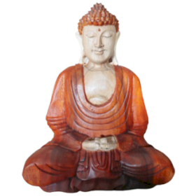 Hand Carved Buddha Statue - 30cm Hand Down