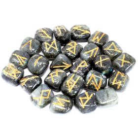 Runes Stone Set in Pouch - Labradorite
