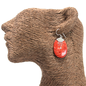 Coral Style Silver Earrings - Oval Décor