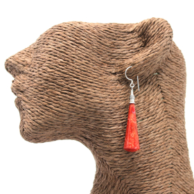 Coral Style Silver Earrings - Long Teardrop