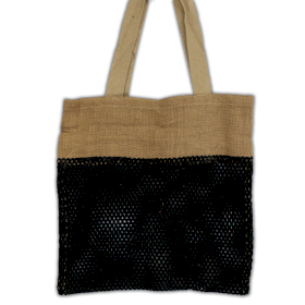 6x Pure Soft Jute and Cottong Mesh Bag - Black
