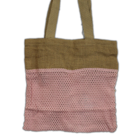 6x Pure Soft Jute and Cottong Mesh Bag - Rose
