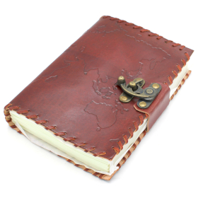 Leather World Map Notebook (18x13 cm)
