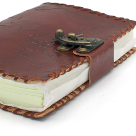 Leather World Map Notebook (18x13 cm)