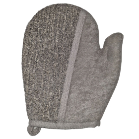 4x Bamboo & Linen Bath Glove  - Charcoal