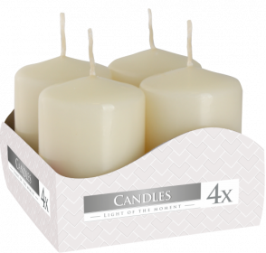 3x Set of 4 Pillar Candles  40x60mm - Ivory