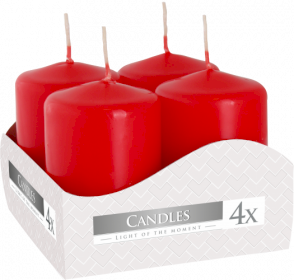 3x Set of 4 Pillar Candles  40x60mm - Red