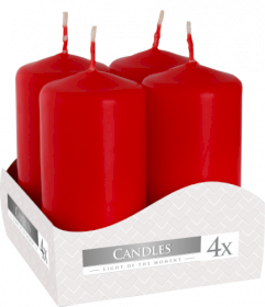 3x Set of 4 Pillar Candles  40x80mm - Red