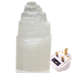 Natural Selenite Tower Lamp - 15 cm