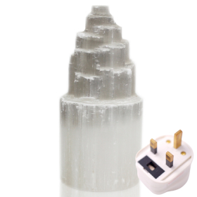 Natural Selenite Tower Lamp - 20 cm