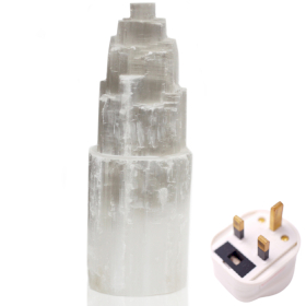 Natural Selenite Tower Lamp - 25 cm