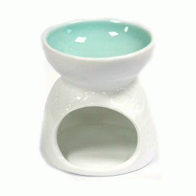 Classic White Oil Burner - Floral with Teal Well