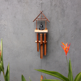 Bamboo Windchime - Natural finish - Black Buddha 6 Tubes