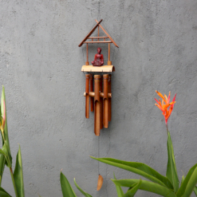 BBamC-08 Bamboo Wind Chime Natural finish 4 Big Tubes Handcrafted Wind Chime 