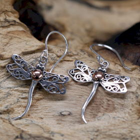 Silver & Gold Earring - Dragonflies