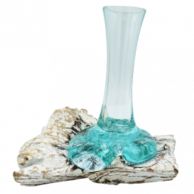 4x Molten Glass on Whitewash Wood - Vase - Small