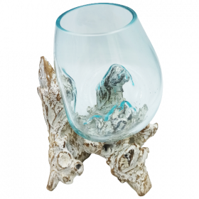 Molten Glass on Whitewash Wood - Large Bowl