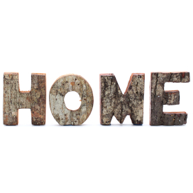 12x Rustic Bark Letter Set - HOME (4x3) - Small 7cm