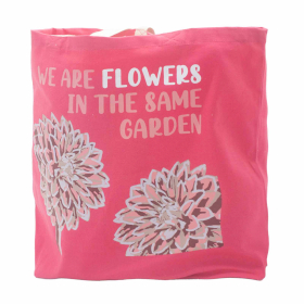 3x Printed Cotton Bag - We are Flowers - Olive, Pink and Natural