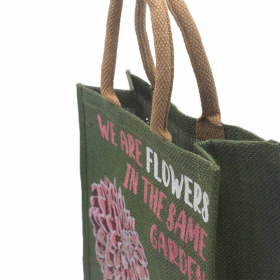 3x printed jute bag - we are waves - Olive, Rose and Natural