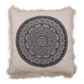 Traditional Mandala Cushion - 60x60cm - black