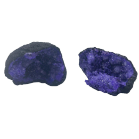 Coloured Calsite Geodes - Black Rock - Turqoise