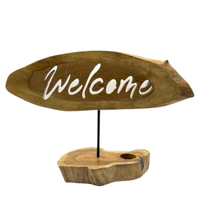 Candle Holder Sign - Welcome