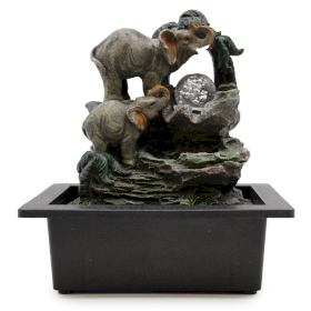 Tabletop Water Feature - 30cm - Elephant Family