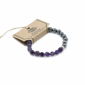 3x Faceted Gemstone Bracelet - Magnetic Amethyst