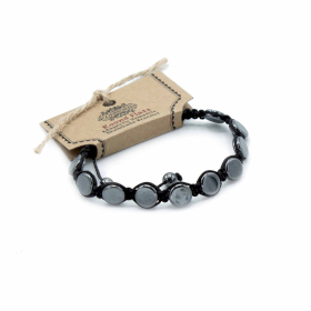 3x Magnetic Hematite Shamballa Bracelet -  Round Flats