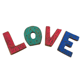 12x Colour Rustic Bark Letters - LOVE  (4x3)